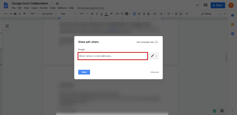 google documents - share by email