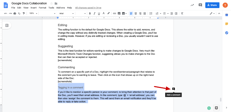 Online collaboration with Google Docs - sharing a doc and adding