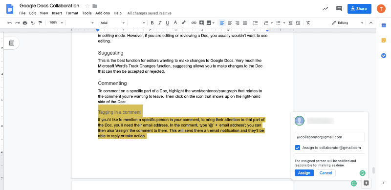 Online collaboration with Google Docs - sharing a doc and adding