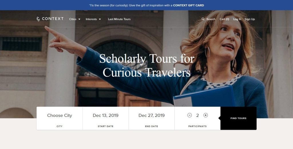 travel web design example