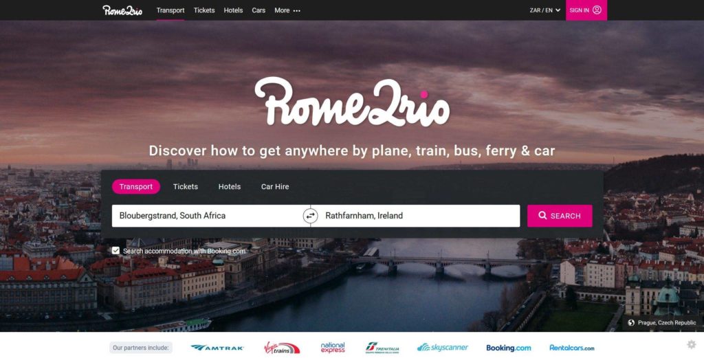 travel agency website layout