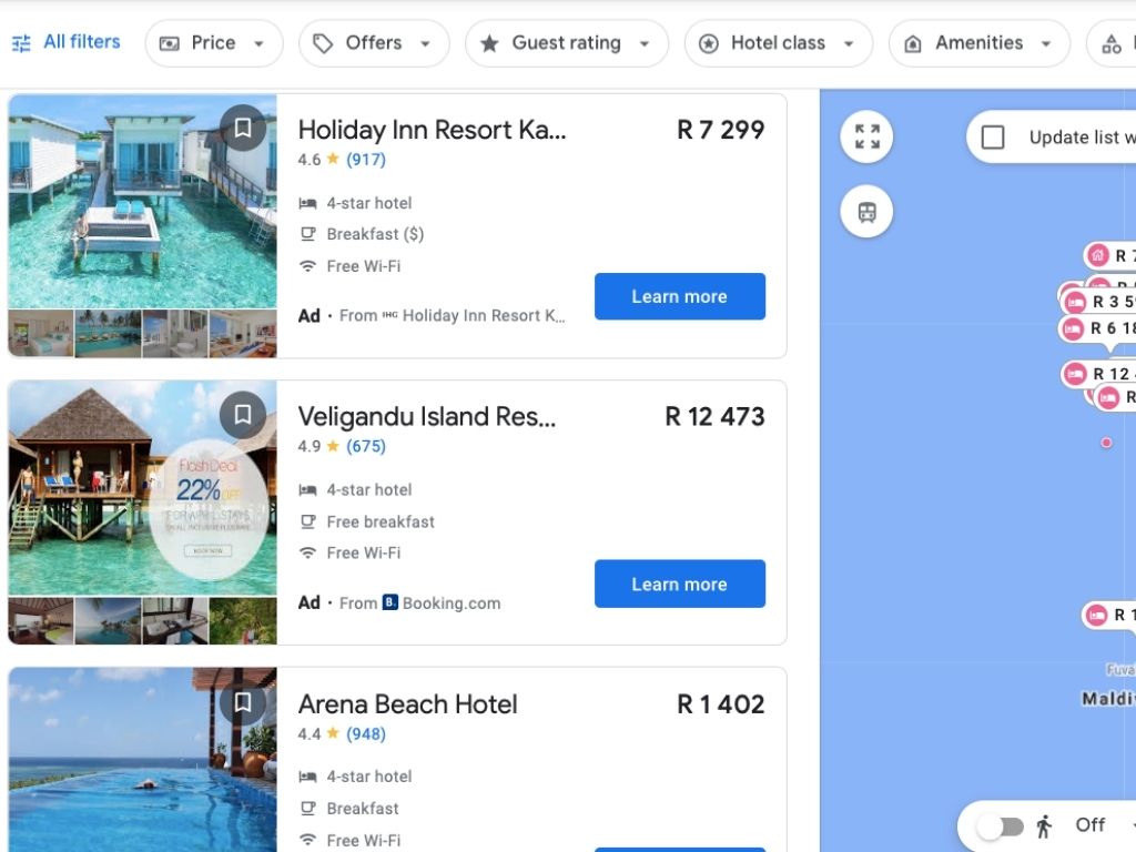 Google hotel ads maldives