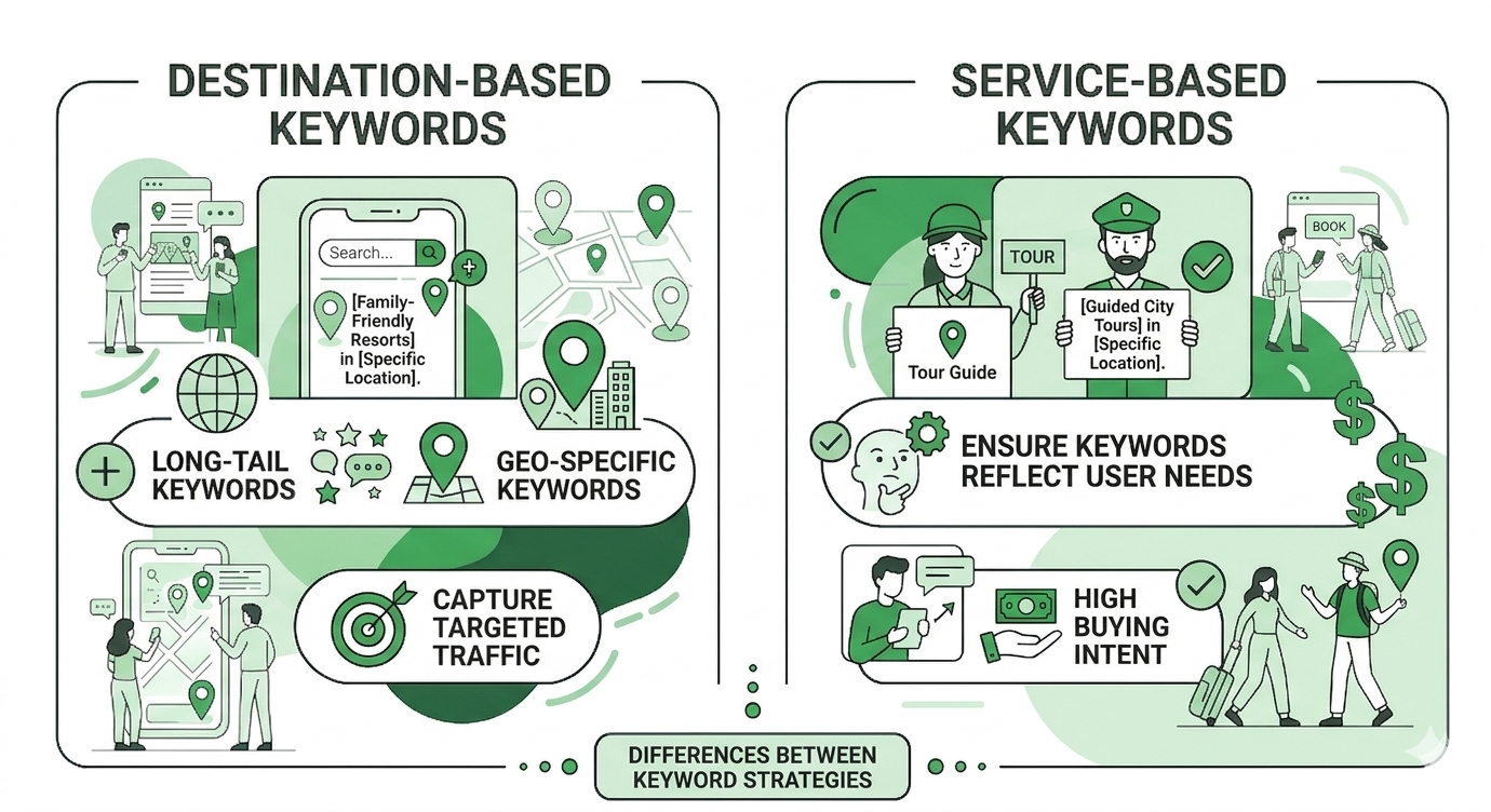 destination-based keywords vs service-based keywords