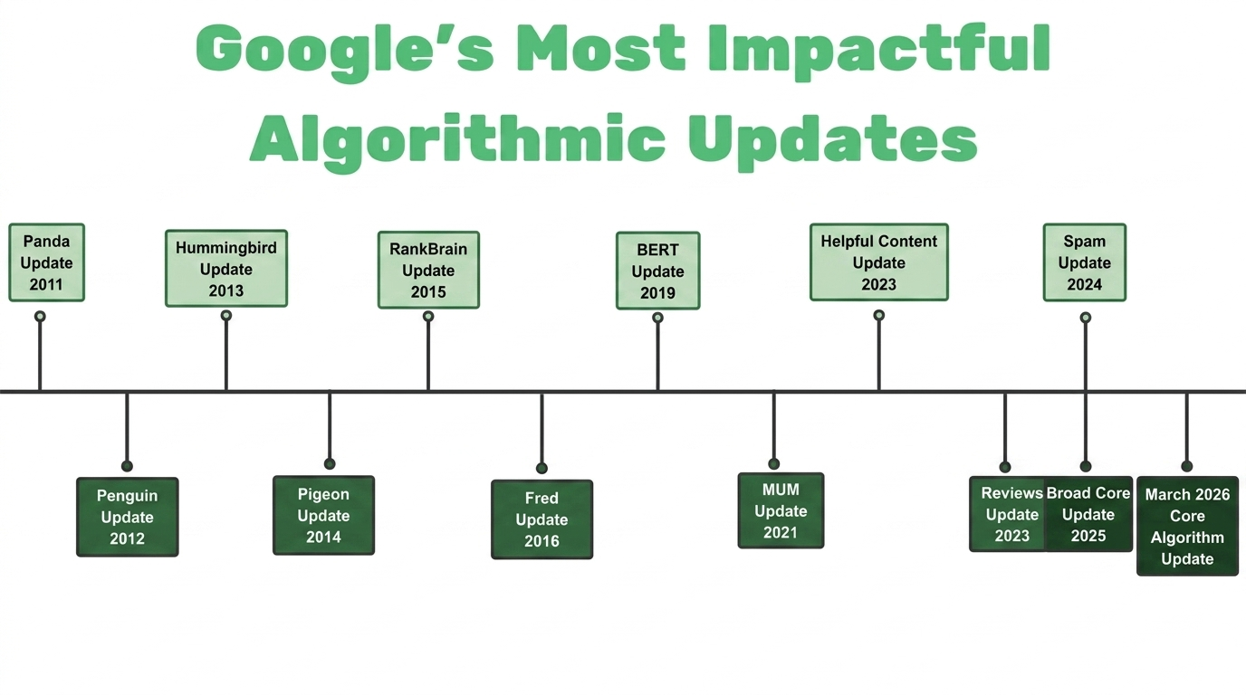 Historiograph of Google algorithm update history