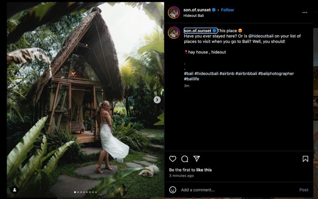 An example of user-generated content for Airbnb using branded hashtags