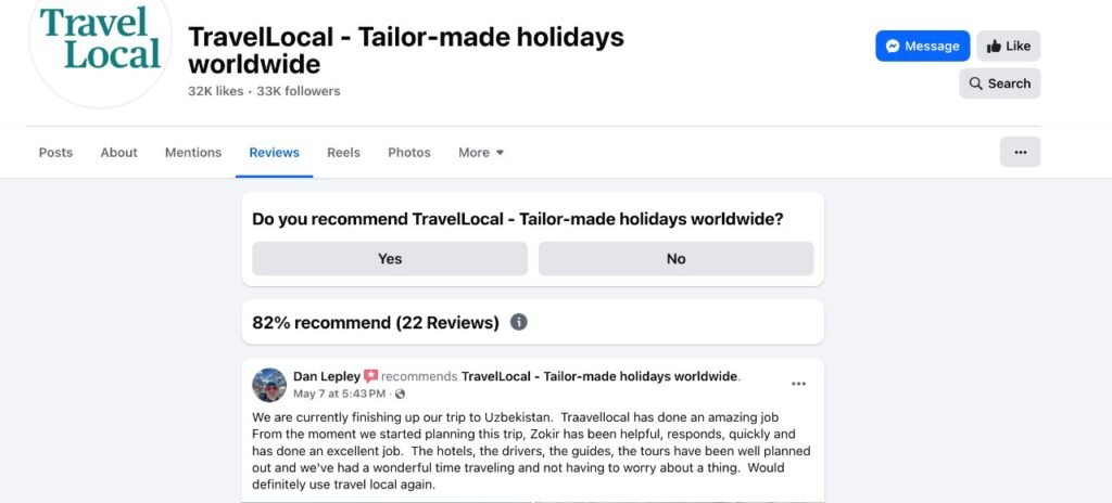 example of facebook reviews