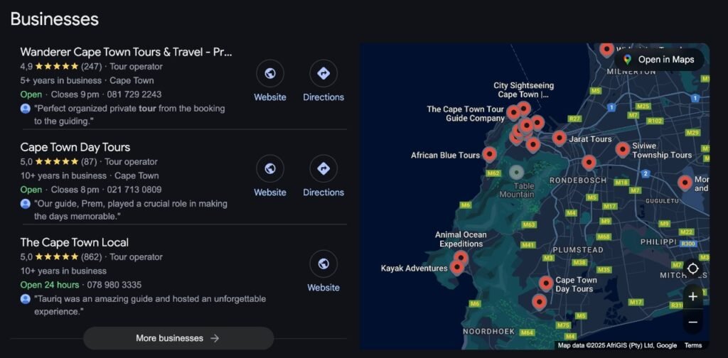 example of sites with positive google reviews