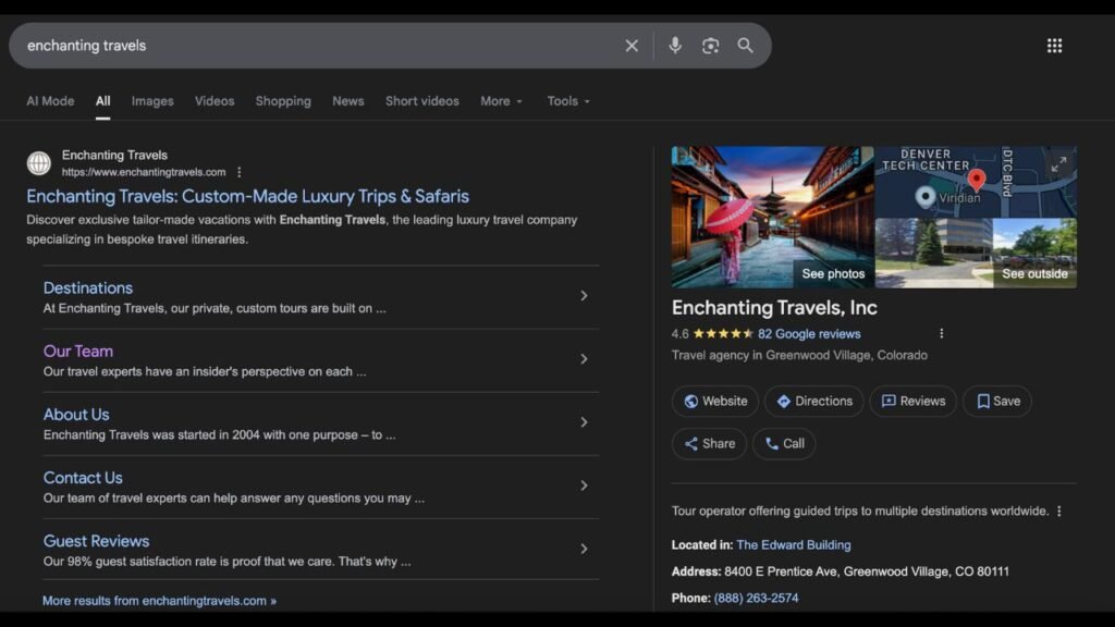 example of brand with good google business profile