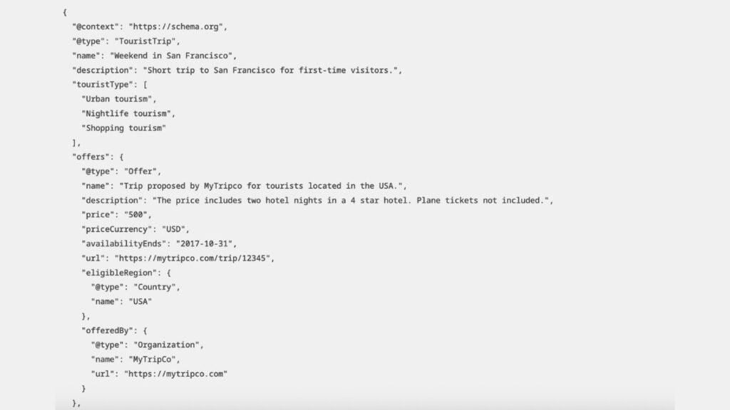 schema markup for sanfran weekend trip